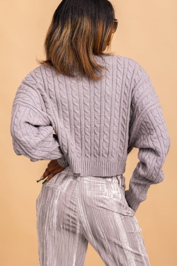 The Void Cropped Cable Knit Sweater - Image 4