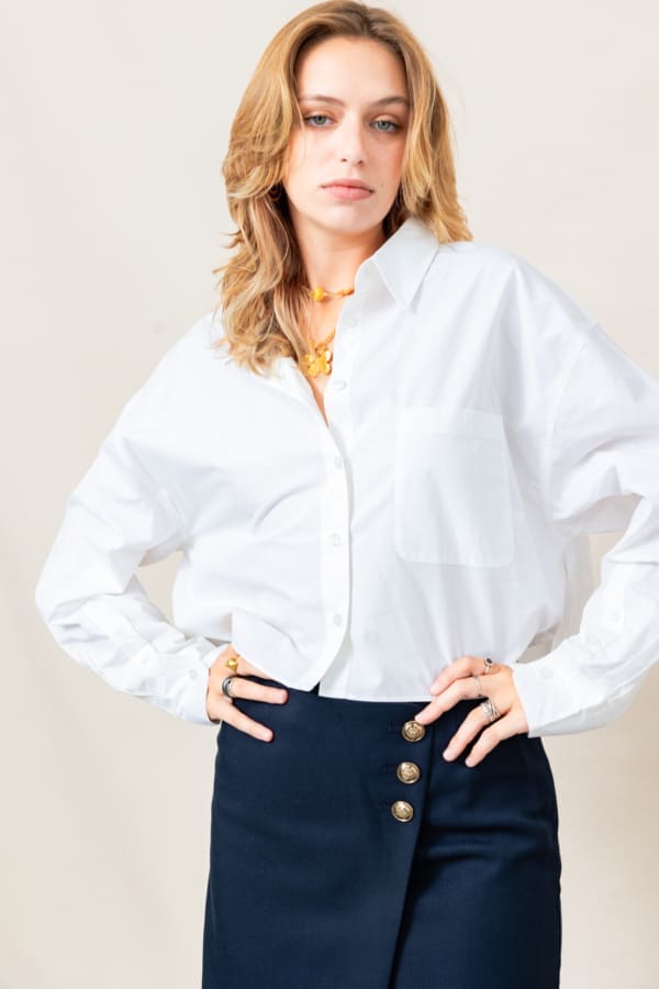 French Connection Alissa Cotton Cropped Shirt