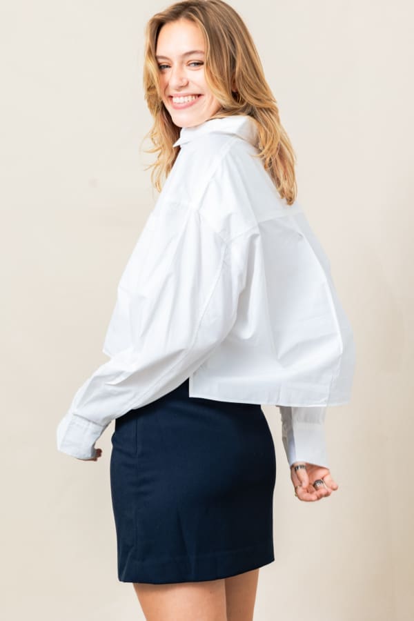 French Connection Alissa Cotton Cropped Shirt - Image 3