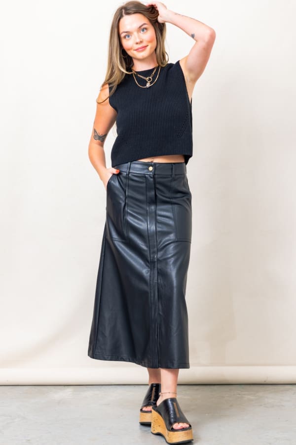 The Lorelai Pleather Midi Skirt