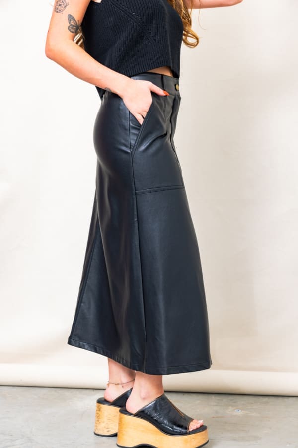 The Lorelai Pleather Midi Skirt - Image 2