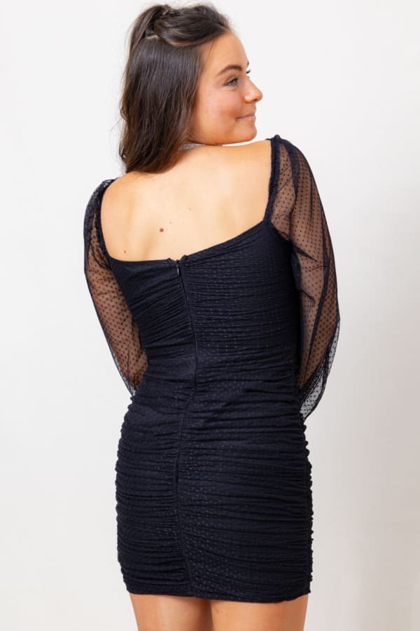 Lulus Mesh Ruched Mini Dress - Image 4