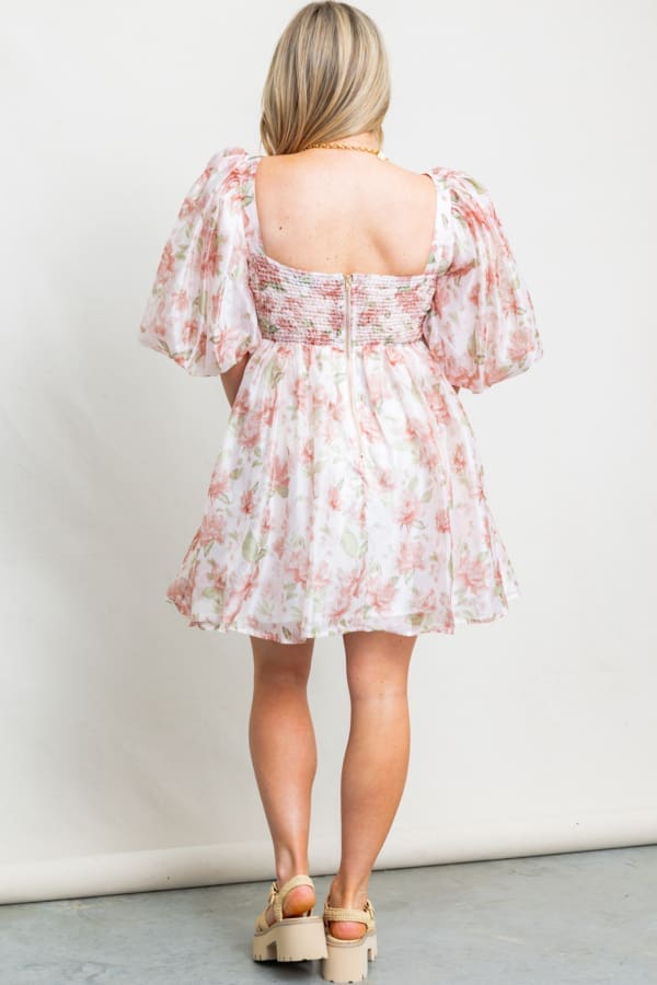 The Lynne Floral Printed Smocked Mini Dress - Image 3