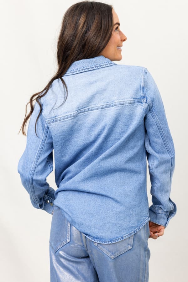 PISTOLA Liv Long Sleeve Denim Shirt - Image 3