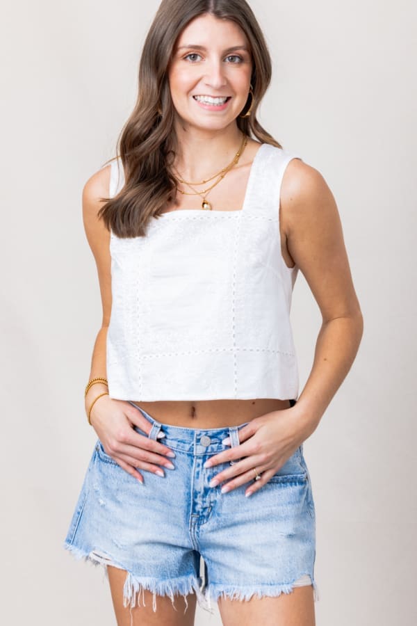 The Ella Eyelet Detail Sleeveless Top