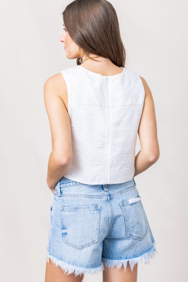 The Ella Eyelet Detail Sleeveless Top - Image 3