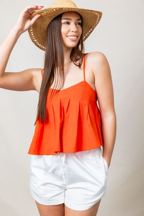 The Tara Pleated Babydoll Cropped Tank