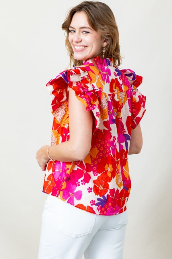 THML Tropics Flutter Sleeve Floral Top - Image 8